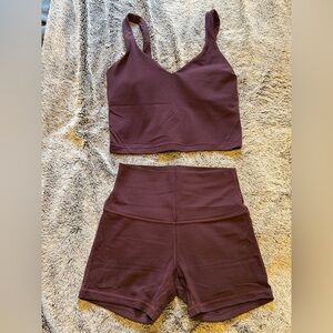Lululemon Midnight Plum Sports Bra and Shorts 4